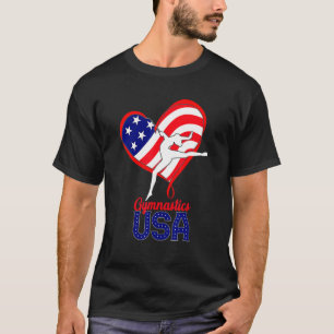 Gymnastics Usa Support The Team Us Flag 4th Of Jul T-Shirt