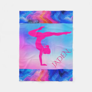 "GYMNASTICS" Vlies-Decke mit individuelle Name. Fleecedecke