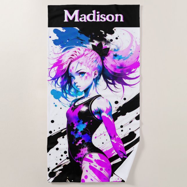 Gymnastik Abstrakt Spirit of the Gymnast Custom Strandtuch (Vorderseite)