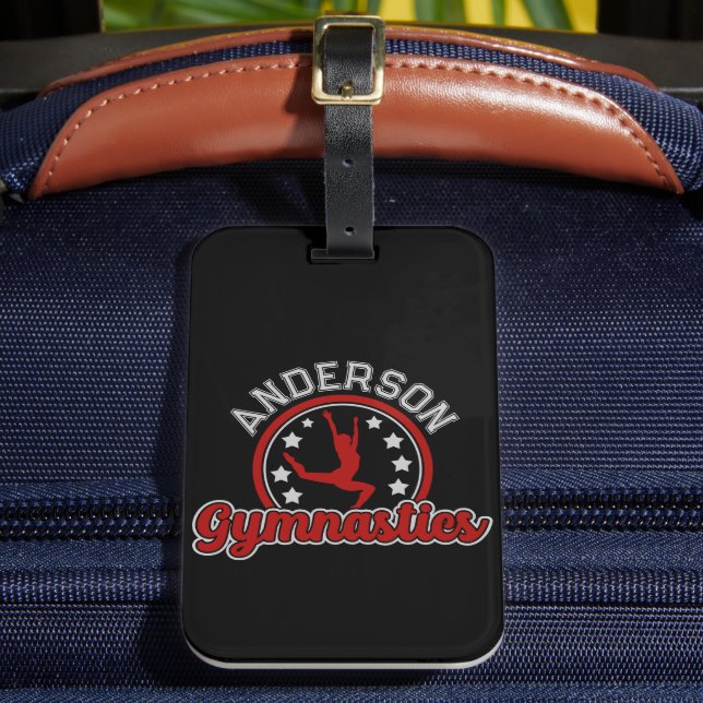 Gymnastik ADD NAME Gymnast Vault Floor Athlete Gepäckanhänger (Vorderseite Insitu 2)