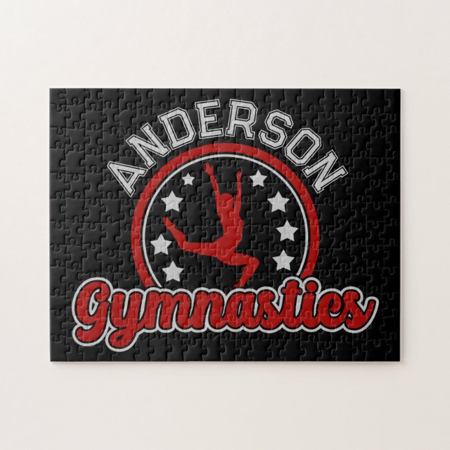 Gymnastik ADD NAME Gymnast Vault Floor Athlete Puzzle (Horizontal)