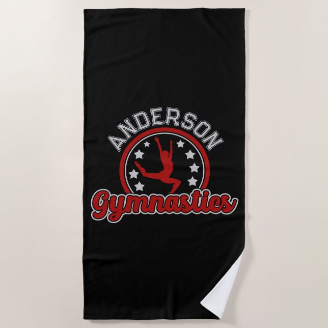 Gymnastik ADD NAME Gymnast Vault Floor Athlete Strandtuch (Vorderseite)