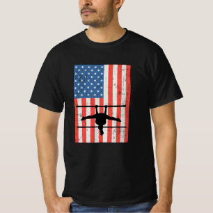 Gymnastik Amerikanische Flaggen Beam Gymnast T-Shirt
