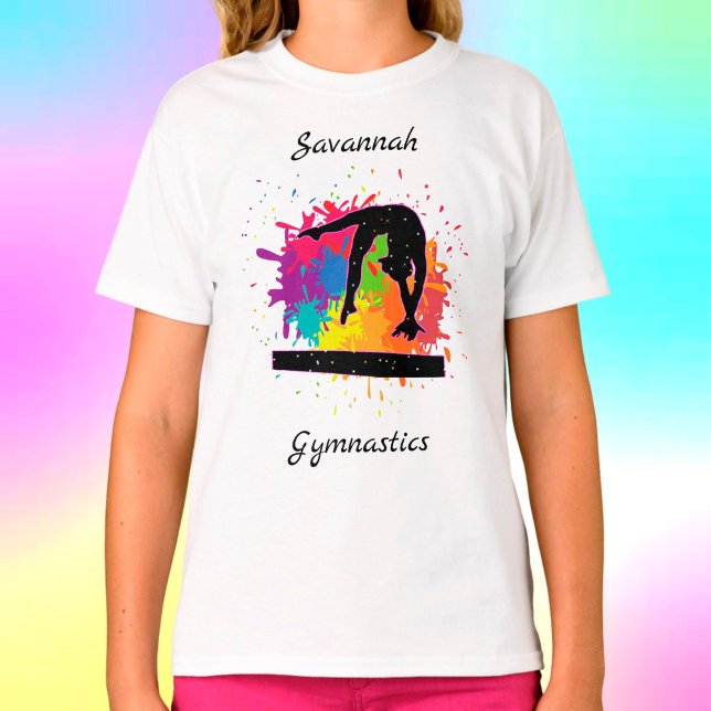 Gymnastik Balance Beam Paint Spritzer T-Shirt (Von Creator hochgeladen)
