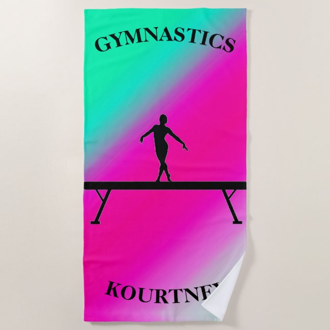 Gymnastik Balance Minze und Fuchsia Strandtuch (Vorderseite)