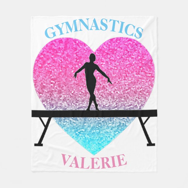 Gymnastik Beam Fleece Blankon mit Namen (Vorderseite)