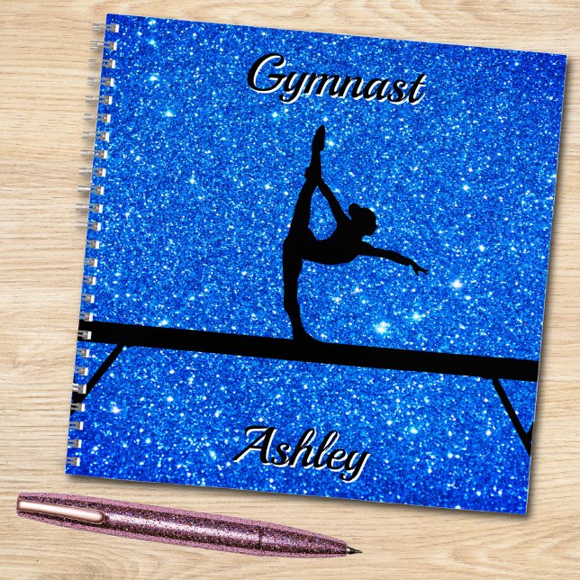 Gymnastik Beam Royal Blue Sparkon Notizbuch (Gymnastics Beam Royal Blue Sparkle Notebook)