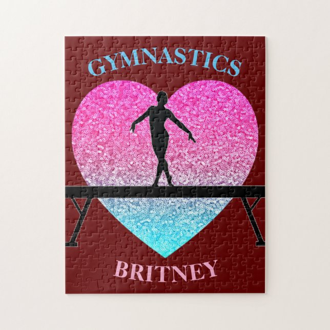 Gymnastik Beam Sparkle Herz Burgund Puzzle (Vertikal)