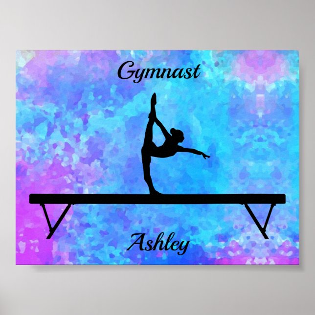 Gymnastik Beam Watercolor Poster (Vorne)