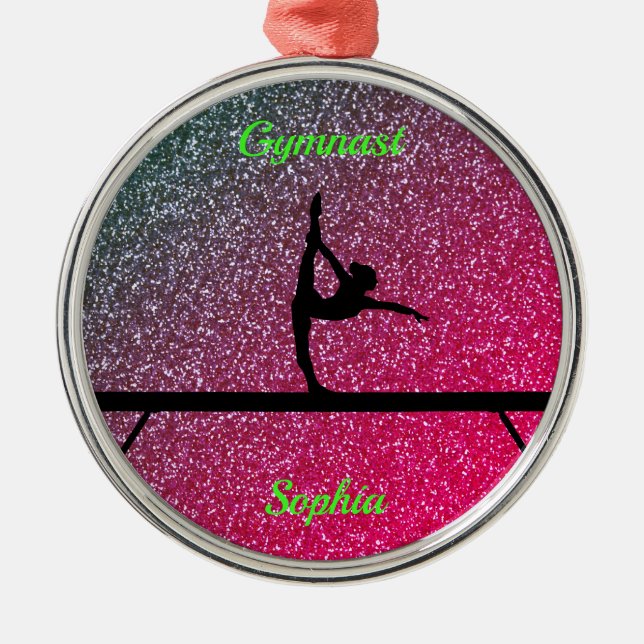 Gymnastik Beam Watermelon Sparkle Ornament Aus Metall (Vorne)