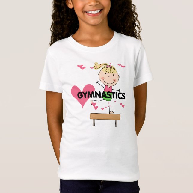 GYMNASTIK - blonde Mädchen-Schwebebalken-T-Shirts T-Shirt (Vorderseite)