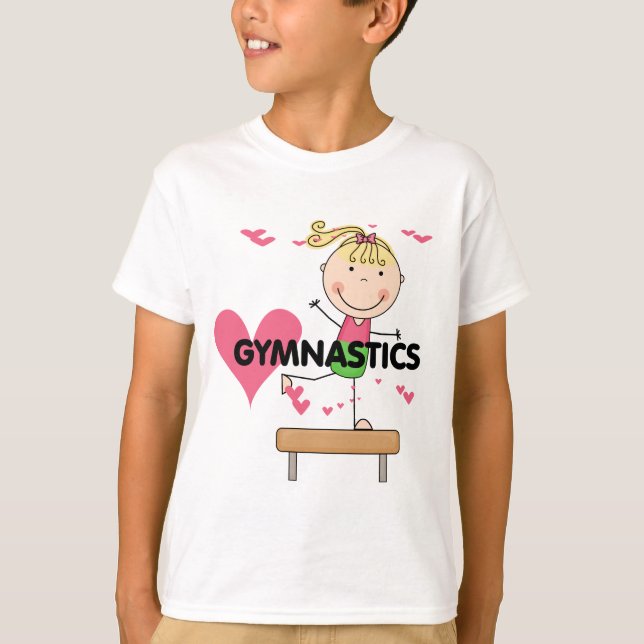 GYMNASTIK - blonde Mädchen-Schwebebalken-T-Shirts T-Shirt (Vorderseite)