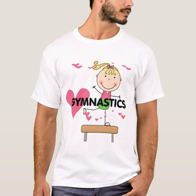 GYMNASTIK - blonde Mädchen-Schwebebalken-T-Shirts T-Shirt (Vorderseite)