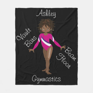 Gymnastik Brünett, braune Augen, rosa Leotard Fleecedecke