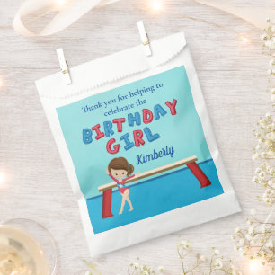 Gymnastik Brünett Girl Gymnast Geburtstagsparty Geschenktütchen