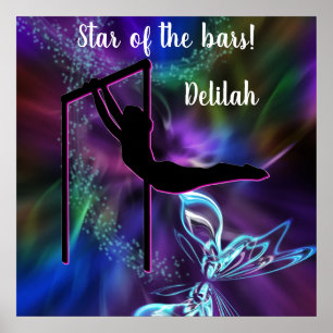 Gymnastik Butterfly Star der Bars Personalisiert Poster