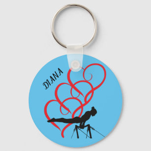 Gymnastik Button Schlüsselanhänger. Personalisiert Schlüsselanhänger