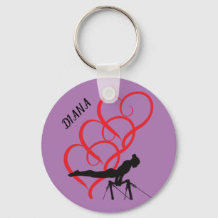 Gymnastik Button Schlüsselanhänger. Personalisiert Schlüsselanhänger