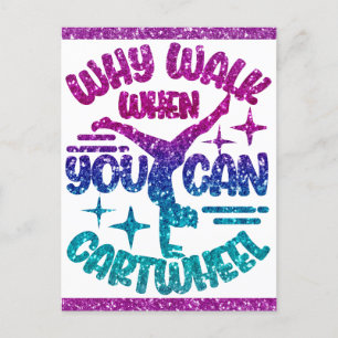 Gymnastik Cartwheel Magenta Lila Türkis Postkarte
