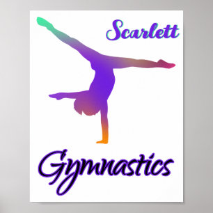 Gymnastik Cartwheel Pink Lila Personalisiert Poster