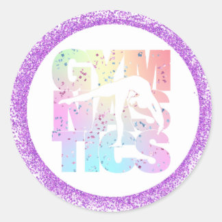 Gymnastik Confetti Briefe mit Lila Glitzer Runder Aufkleber