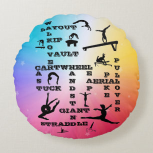 Gymnastik Crosswords Rainbow Stars Rundkissen Rundes Kissen