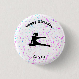 Gymnastik / Dance Happy Birthday Streamers Button