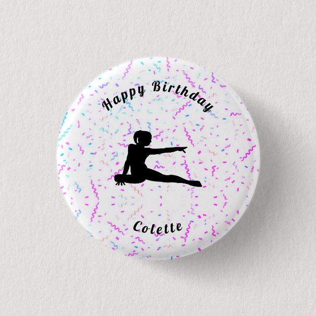 Gymnastik / Dance Happy Birthday Streamers Button (Vorderseite)