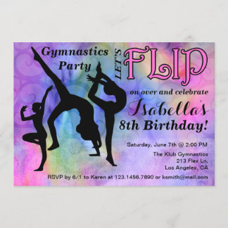 Gymnastik Dreh Girls Geburtstagsfeier Einladung