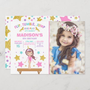 Gymnastik Einladung Unicorn Gymnastik Party