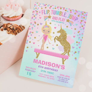 Gymnastik Einladung Unicorn Gymnastik Party