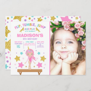 Gymnastik Einladung Unicorn Gymnastik Party