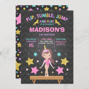 Gymnastik-Einladungunicorn-Gymnastik-Party Einladung