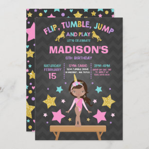 Gymnastik-Einladungunicorn-Gymnastik-Party Einladung