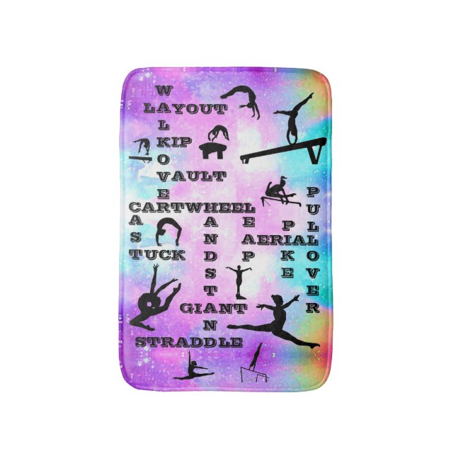 Gymnastik Fähigkeiten Crosswords Bath Mat Badematte (Vorderseite Vertikal)