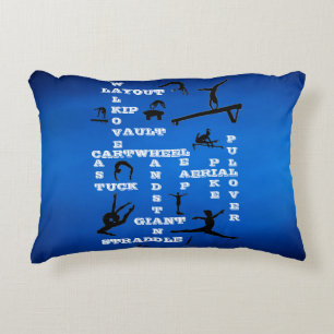 Gymnastik Fähigkeiten Crosswords Blue Pillow / Nam Dekokissen