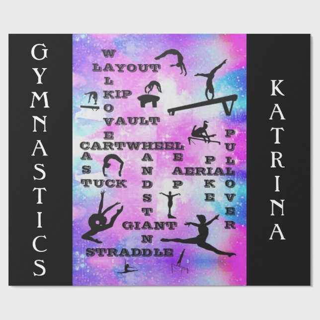 Gymnastik-Fähigkeiten Crosswords Custom Wrapping P Geschenkpapier (Flach)