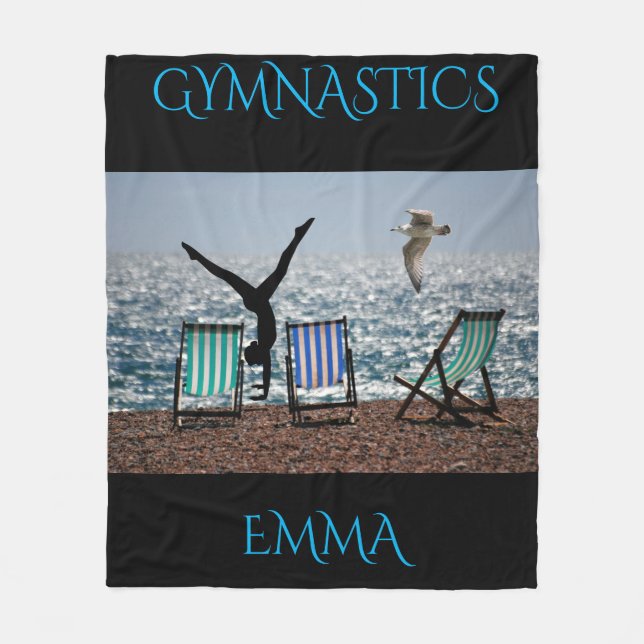 Gymnastik Fleecedecke mit personalisiertem Namen. (Vorderseite)