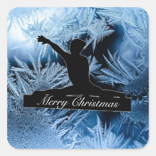 Gymnastik "Frohe Weihnachten" gefroren Quadratischer Aufkleber