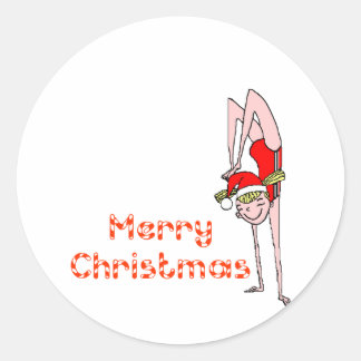 Gymnastik Frohe Weihnachten Runder Aufkleber