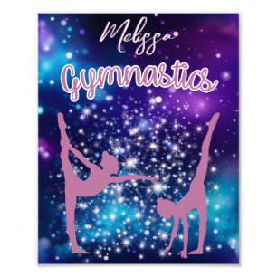 Gymnastik Galaxy Lila Türkis Personalisiert Fotodruck