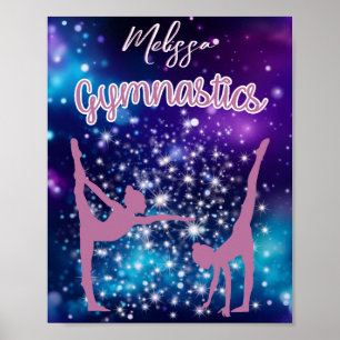 Gymnastik Galaxy Lila Türkis Personalisiert Poster