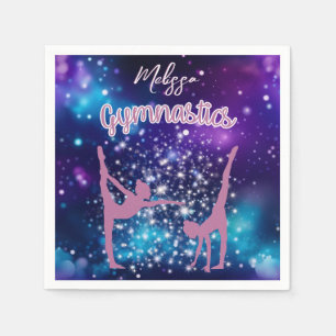 Gymnastik Galaxy Lila Türkis Personalisiert Serviette
