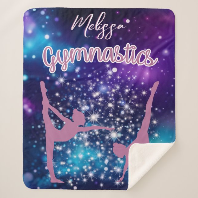 Gymnastik Galaxy Lila Türkis Personalisiert Sherpadecke (Vorderseite)