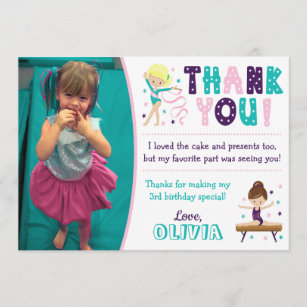 Gymnastik Geburtstag Danke, Card mit Foto Dankeskarte