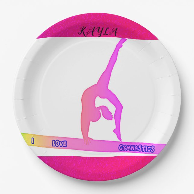 Gymnastik Geburtstagsgeschenk Teller für Mädchen. (Vorderseite)