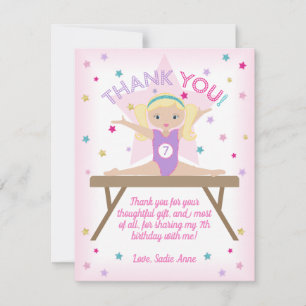 Gymnastik Geburtstagsparty Blonde Hair Vielen Dank Dankeskarte