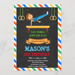 Gymnastik-Geburtstagsparty Einladung