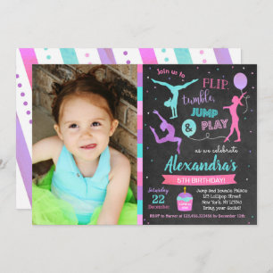 Gymnastik Geburtstagsparty Einladung für Mädchen