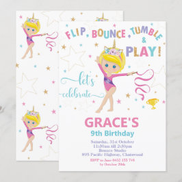 Gymnastik Geburtstagsparty Kurz Blonde Hair Girl Einladung